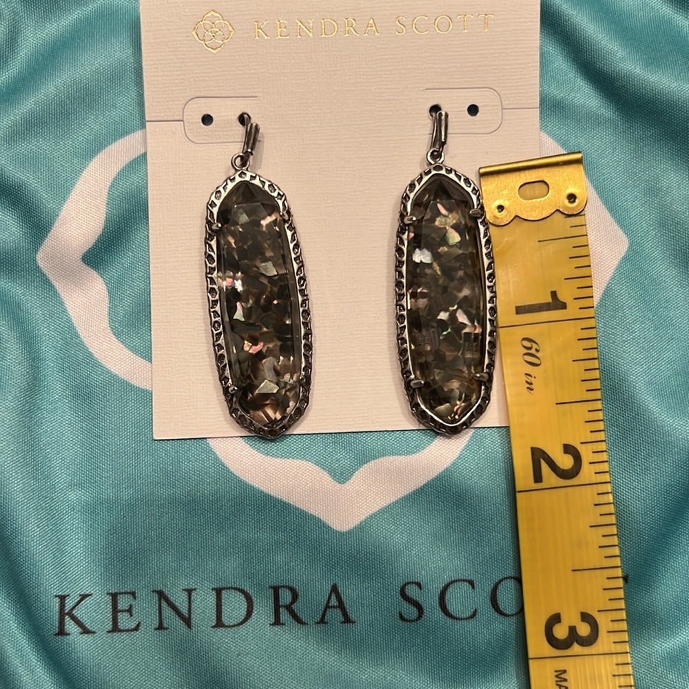 Kendra Scott Abalone Shell and Glass Silver Drop Earrings - Picture 3 of 4